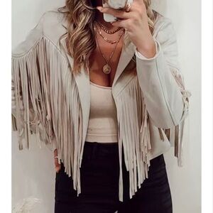 Fringe Cream Jacket
